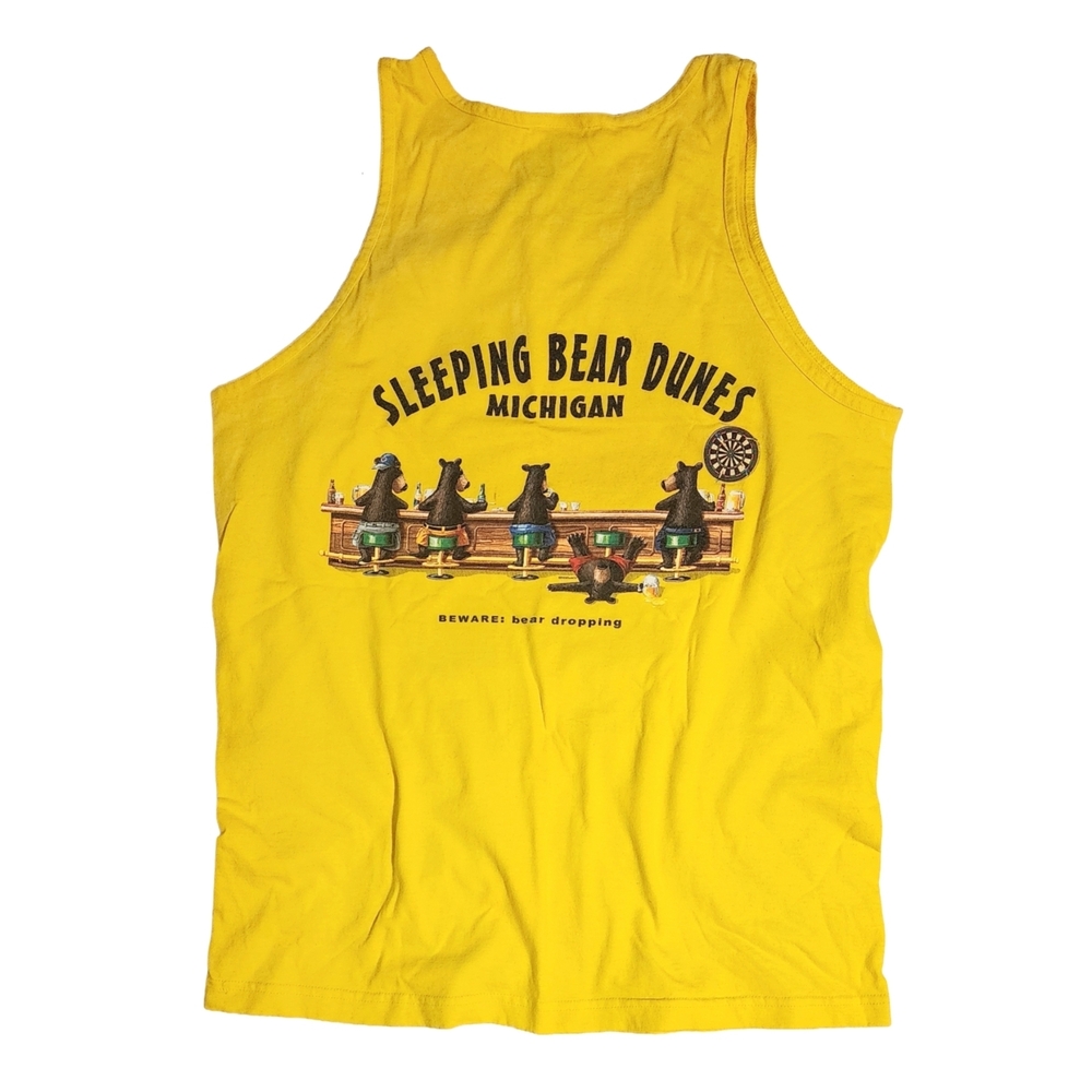 Sleeping Bear Dunes Michigan Men Yellow Tank Top Funny Graphic L